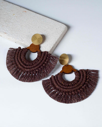 Aretes artesanales macramé Oriana - diseño completo México