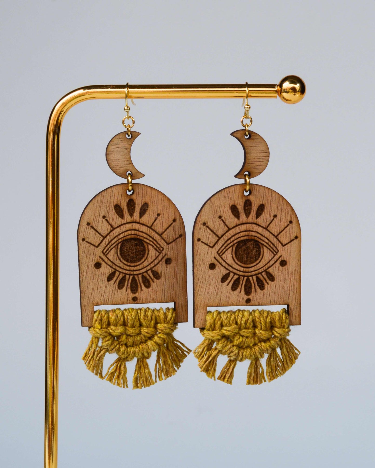 Aretes artesanales macramé Chandra - diseño completo México