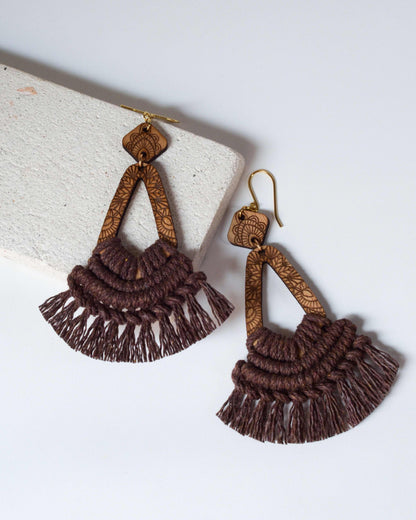 Aretes artesanales macramé Rupa - diseño completo México