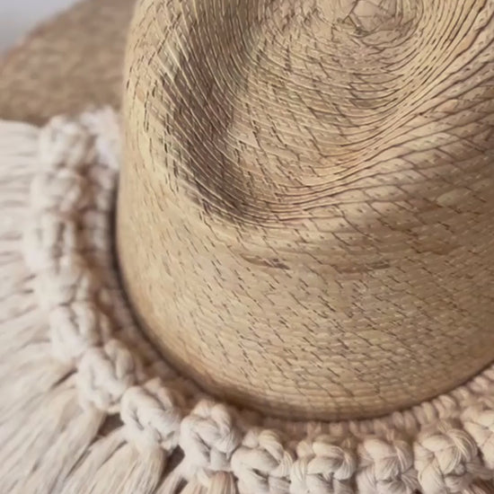  Sombrero artesanal Greta explorer - Palma blanca con toquilla tejida a mano - STELLINA