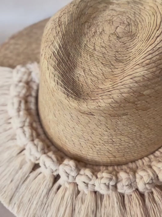  Sombrero artesanal Greta explorer - Palma blanca con toquilla tejida a mano - STELLINA