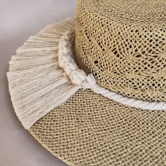  Sombrero artesanal Greta cordobés - Yute refinado con toquilla tejida a mano - STELLINA