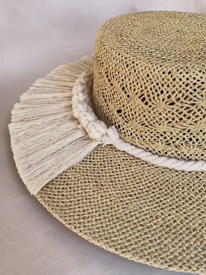  Sombrero artesanal Greta cordobés - Yute refinado con toquilla tejida a mano - STELLINA